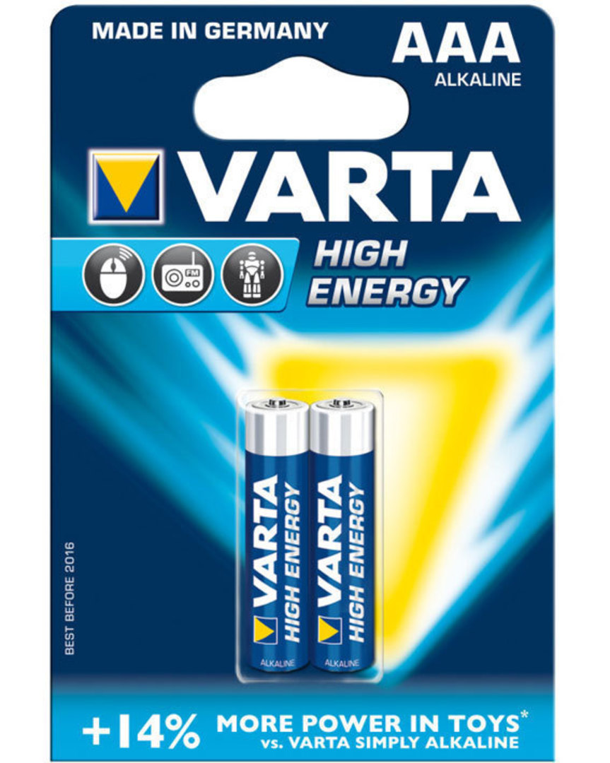 VARTA AAA Size Alkaline Battery 2 Pack image 1